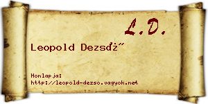 Leopold Dezső névjegykártya